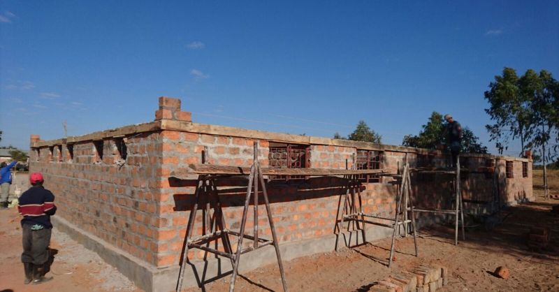 Het bouwproject vordert gestaag in Zambia 